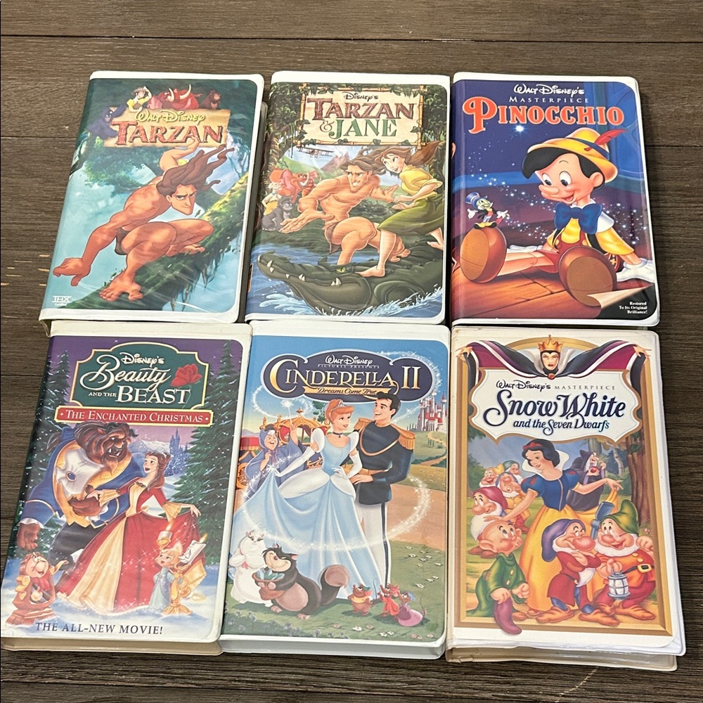 Disney Classic VHS Collection - Tarzan Beauty and the Beast Etc Clam Shell 6 GUC